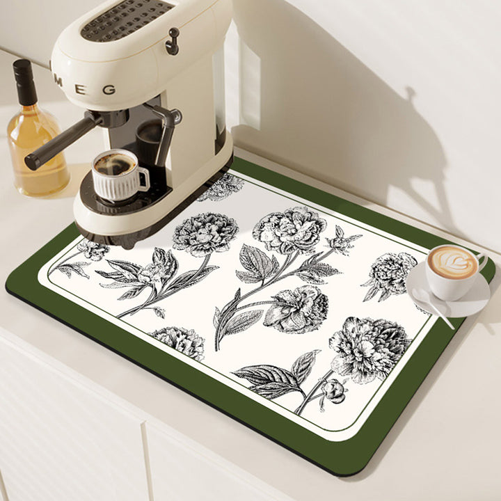 Decorative Absorbent Kitchen Sink Dish Drying Mat Bowlift