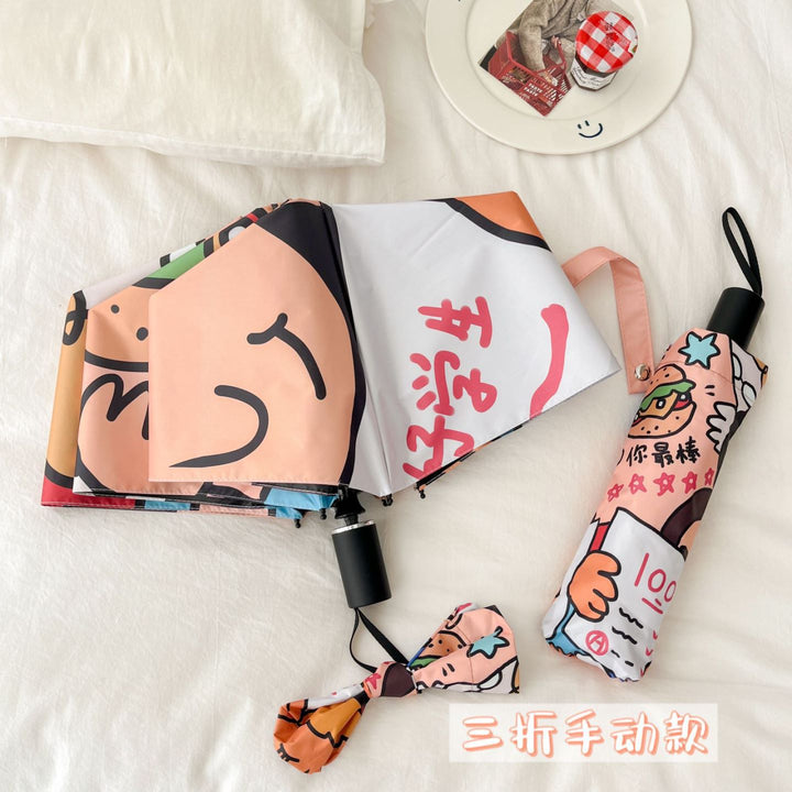 Ladies innovative folding umbrella with unique graphic design Bowlift