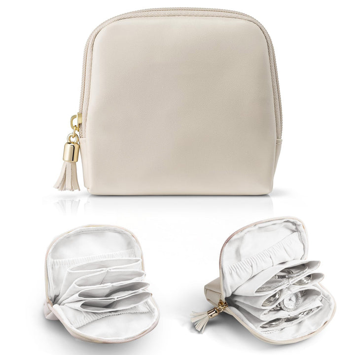 Cosmetic organizer with structured interior and elegant tassel Bowlift