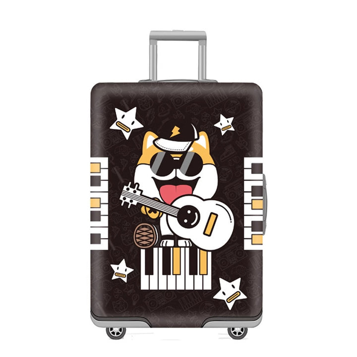 Unisex nan elastic motif suitcase cover made of stretchable polyester with handle and wheel openings Bowlift