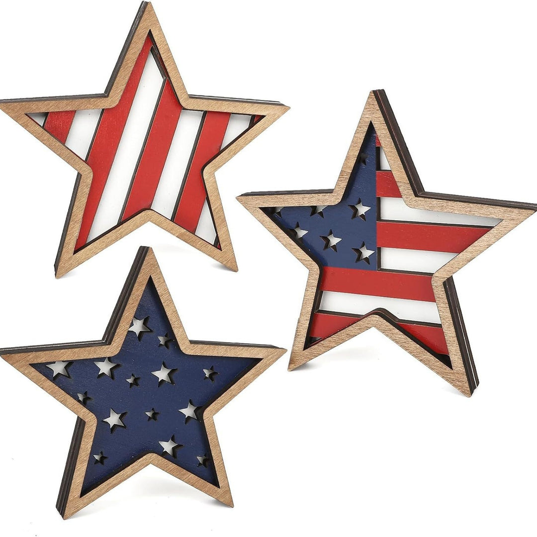 Unisex nan distressed layered farmhouse star wall sculpture with carved dimensional panels Bowlift