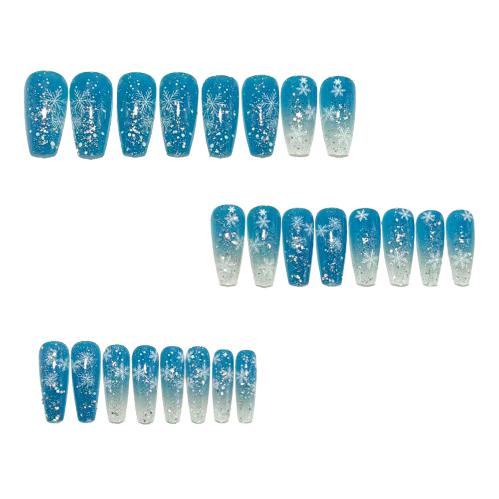 Glamorous artificial nails with winter snowflake design Bowlift