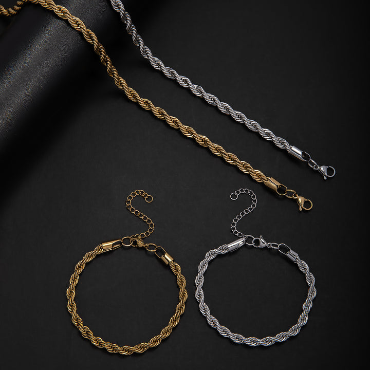 Braided Rope Chain Jewelry Set Bowlift
