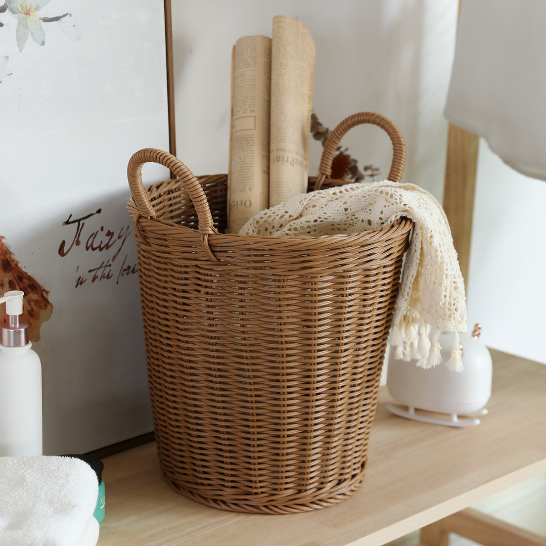 Handwoven Decorative Storage Basket with Ergonomic Handles Bowlift
