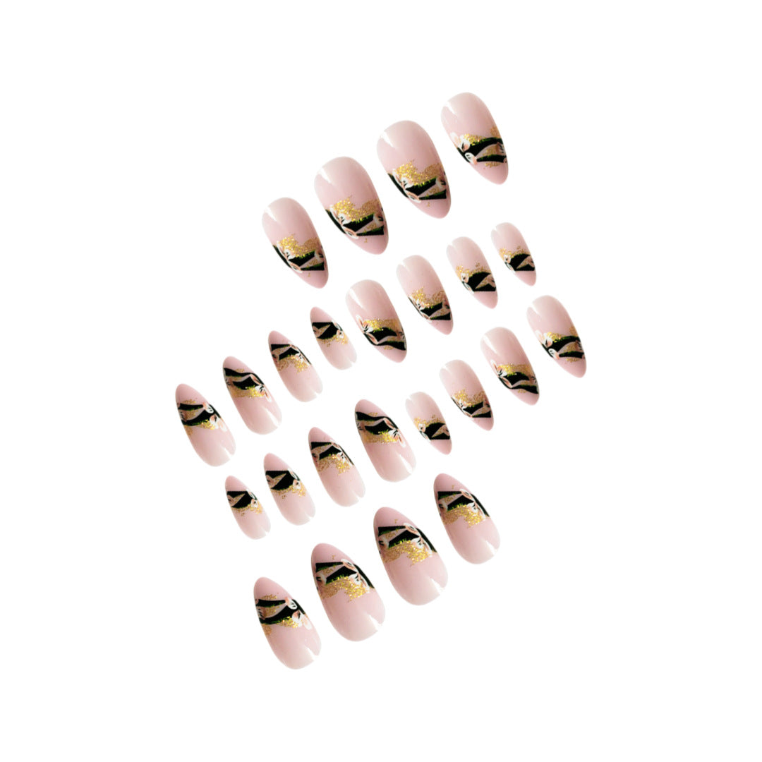 Artistic Floral Glittered Press-On Nails Bowlift
