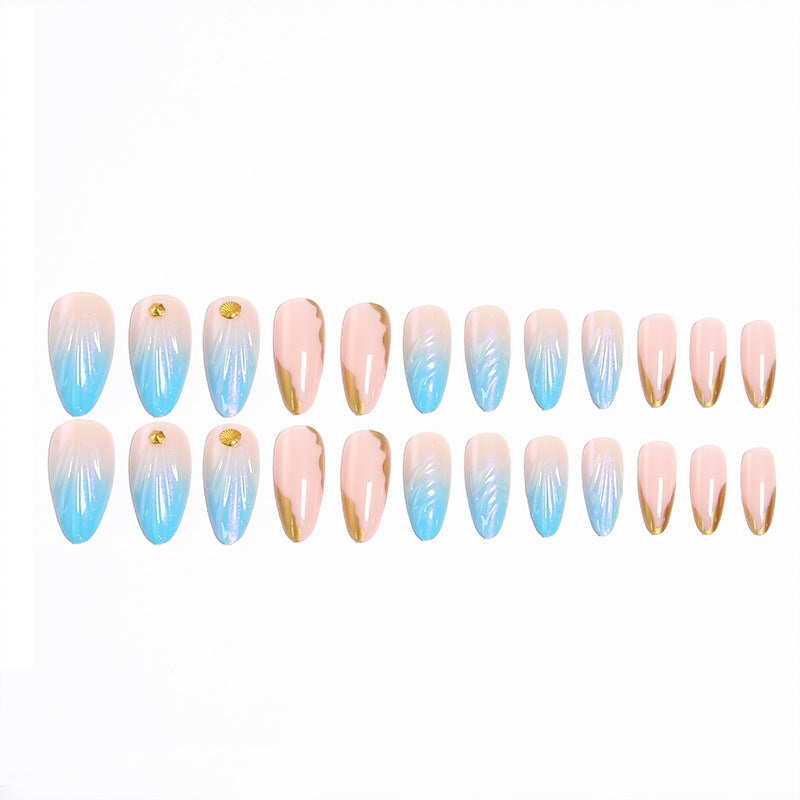 Acrylic nail set with glitter and shell design Bowlift