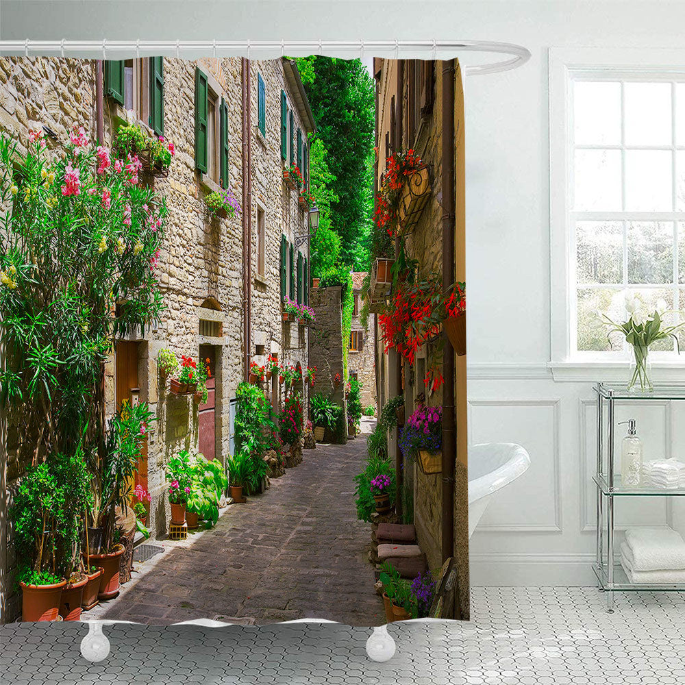 Floral Lane-Inspired Shower Curtain Bowlift