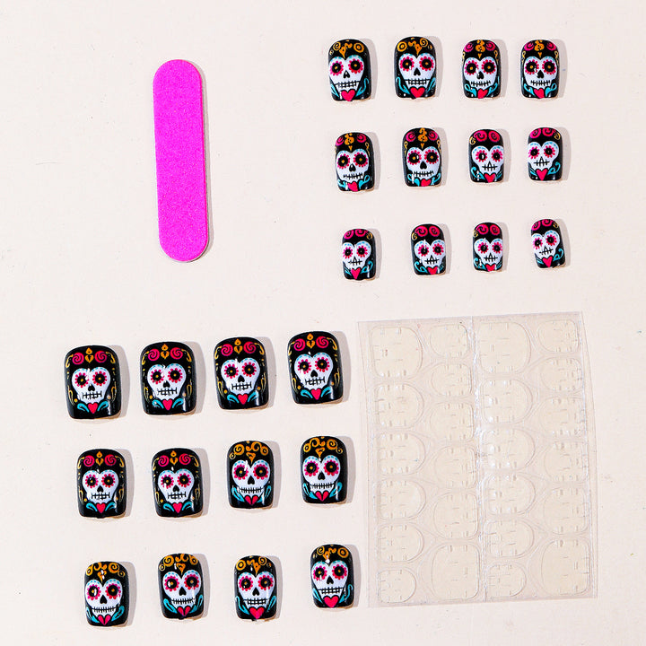 Artistic Sugar Skull Nail Art Extensions Bowlift