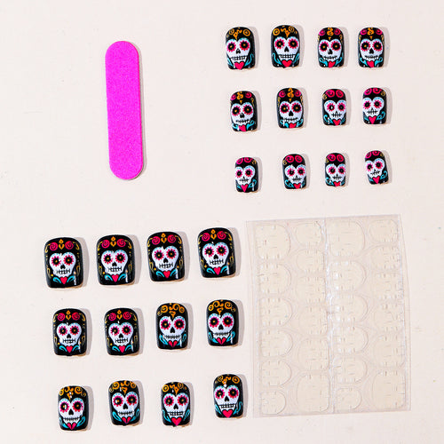 Artistic Sugar Skull Nail Art Extensions Bowlift