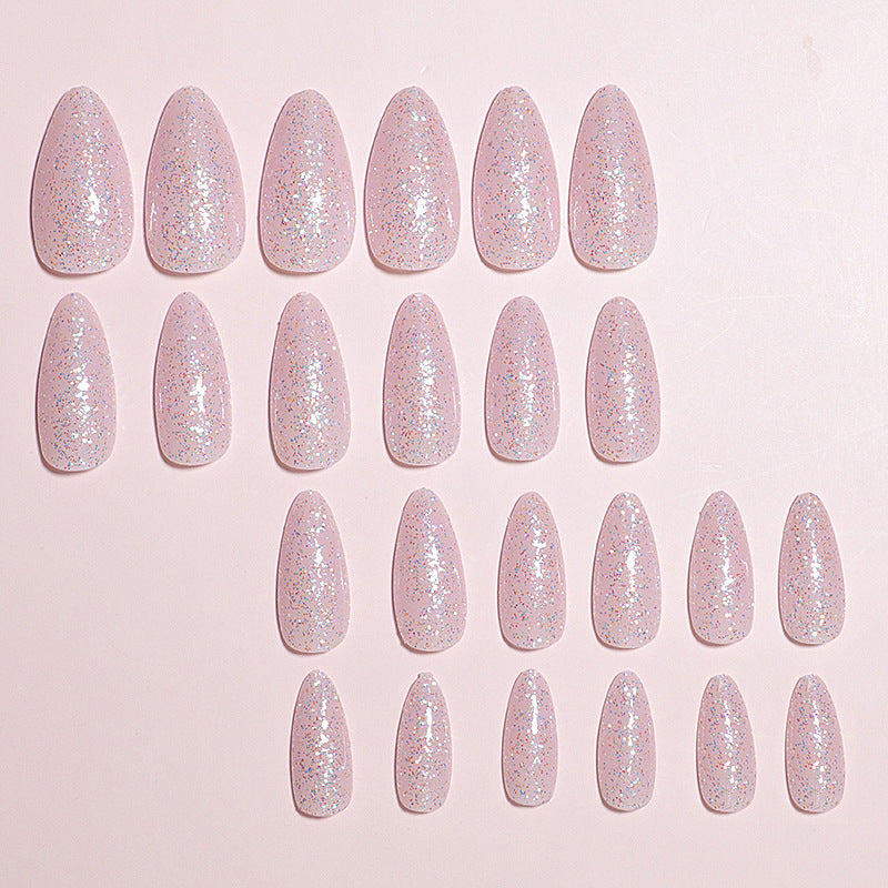 Glittery Almond-Shaped Press-On Nails Set Bowlift