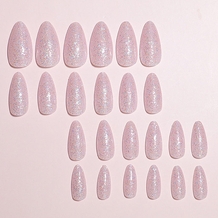 Glittery Almond-Shaped Press-On Nails Set Bowlift