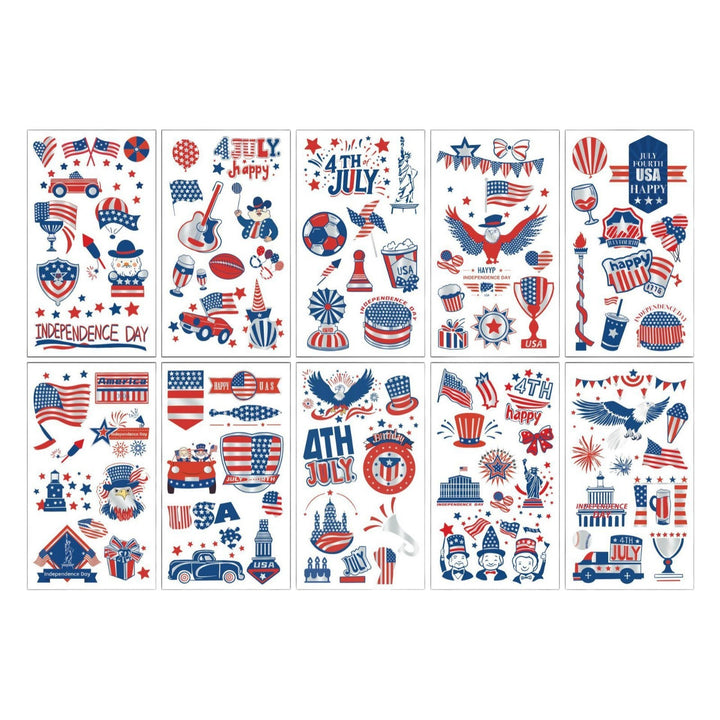 Unisex temporary tattoo sticker set with patriotic USA designs for party decoration Bowlift