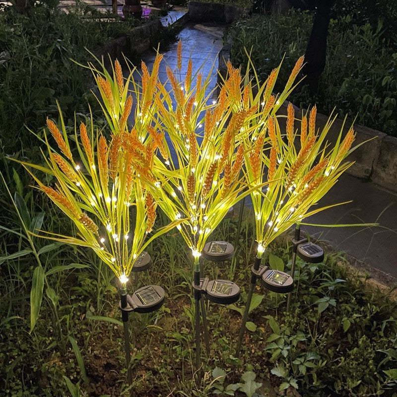Solar LED Ornamental Ricegrass Garden Stake Lights With Micro-LED String And Ground Spike Bowlift