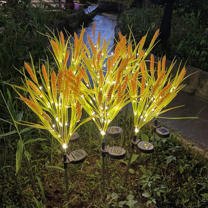 Solar LED Ornamental Grass Pathway Stake Lights With Integrated Solar Panel Bowlift