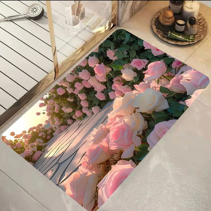 Floral Print Bath Mat Bowlift