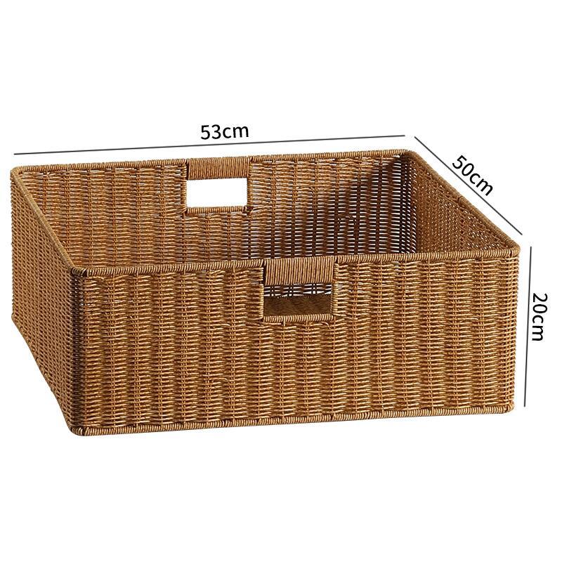 Handwoven Rectangular Storage Basket with Cut-Out Handles Bowlift
