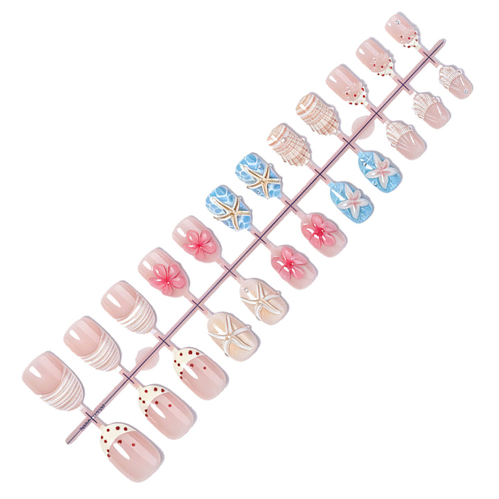 Coastal-Themed Press-On Nail Art Set Bowlift