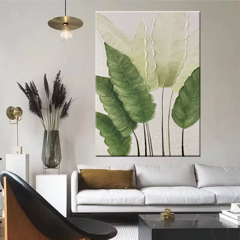 Textured Leaf Relief Wall Art