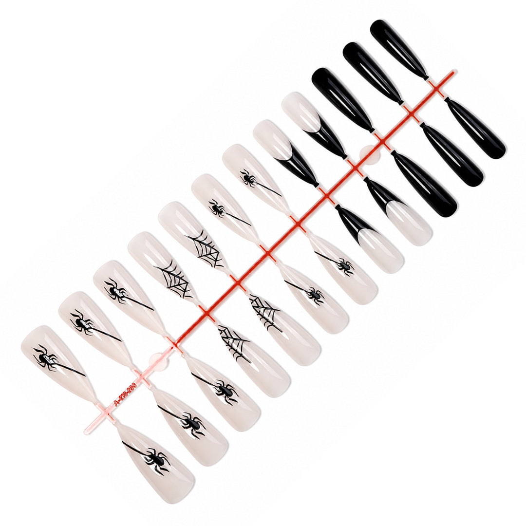 Creative nail art set with spider and spider web design Bowlift