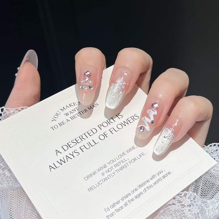 Festive Character-Themed Press-On Nail Art Bowlift