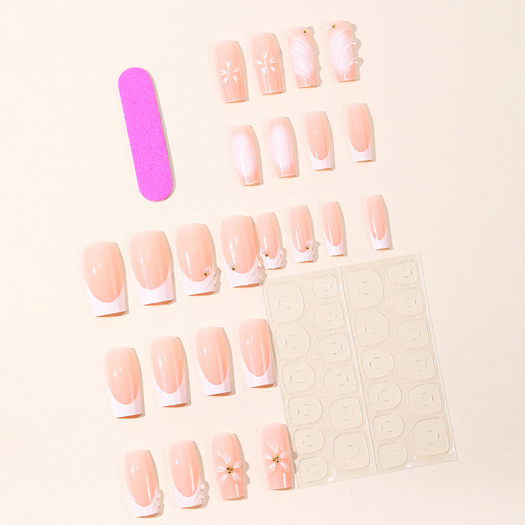 Artistic Floral Design Press-On Nails Bowlift