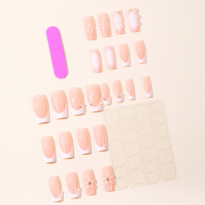 Artistic Floral Design Press-On Nails Bowlift