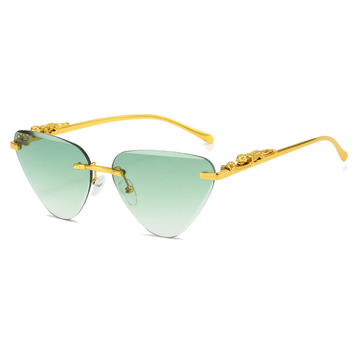 Women's Designer Sunglasses with Creative, Triangular Frame and Elegant Gold Accents Bowlift
