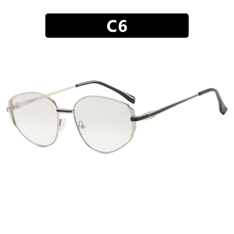 Women modern geometric sunglasses with stylish metal frame Bowlift