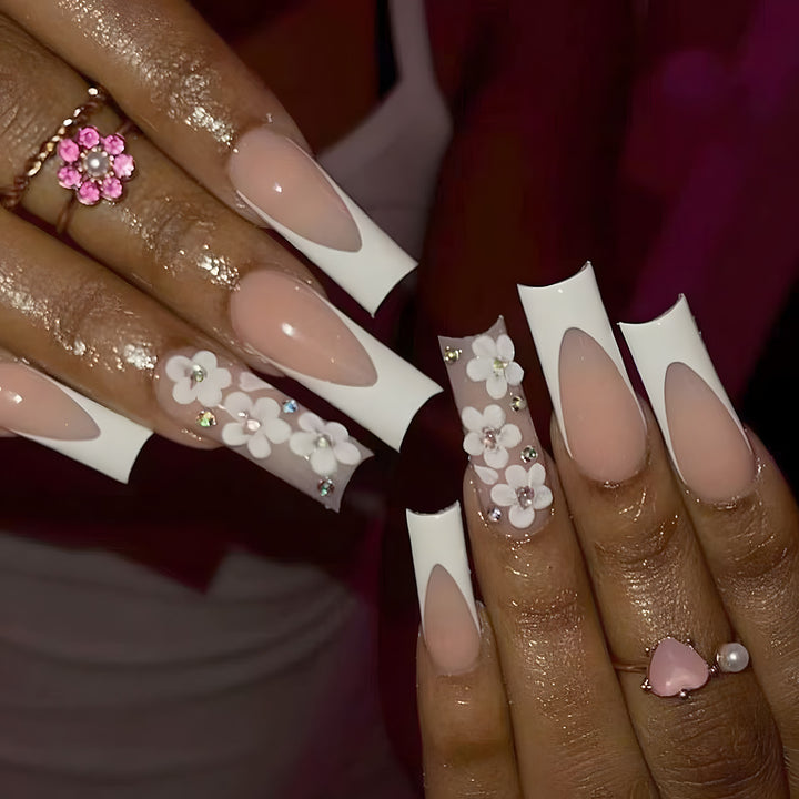 Floral Embellished Stiletto Press-On Nails Bowlift