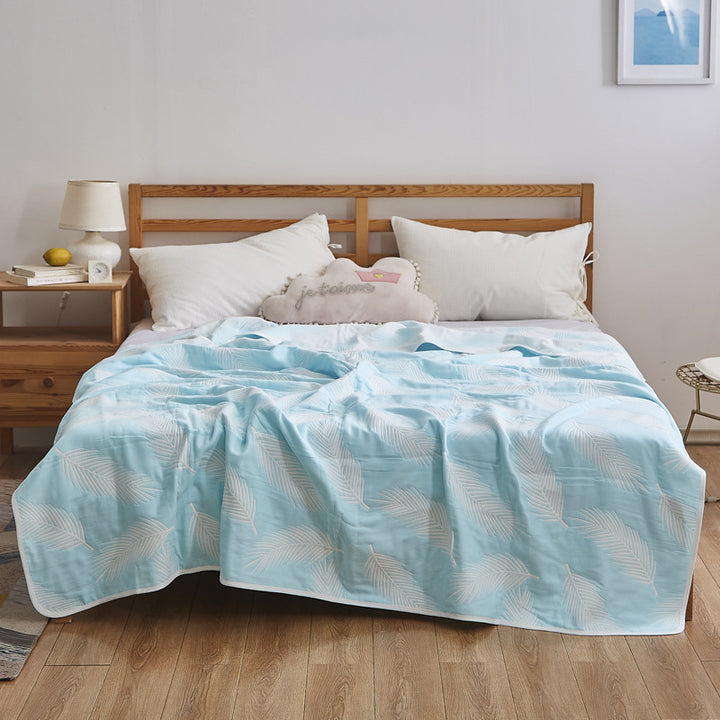 Women Elegant Blanket with Subtle Leaf Pattern Bowlift