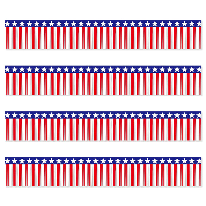 Unisex decorative fringe border made of paper with star banner and elongated hanging strips Bowlift