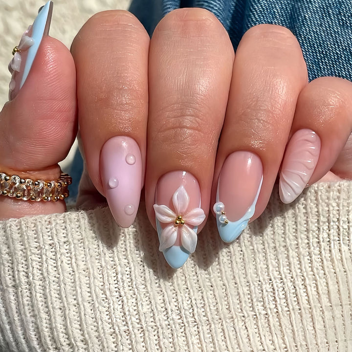 Artistic 3D Floral Nail Enhancements Bowlift