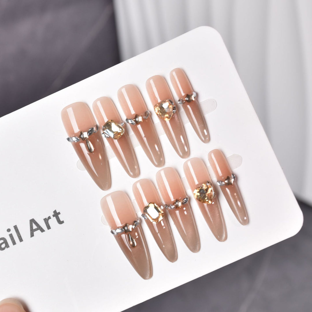 Elegant Almond-Shaped Press-On Nail Extensions Bowlift