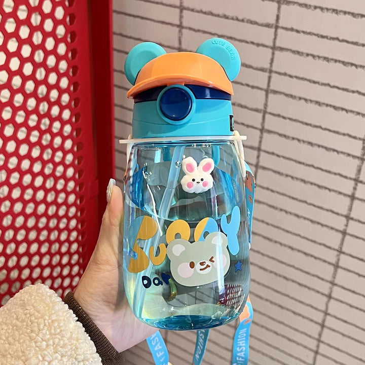 Women Playful Children's Drinking Bottle with Integrated Straw Bowlift