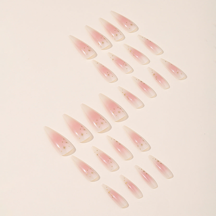 Acrylic nail set with delicate ombre design and glamorous star accents Bowlift