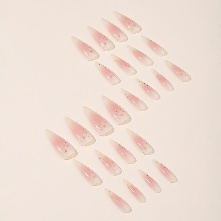 Acrylic nail set with delicate ombre design and glamorous star accents Bowlift