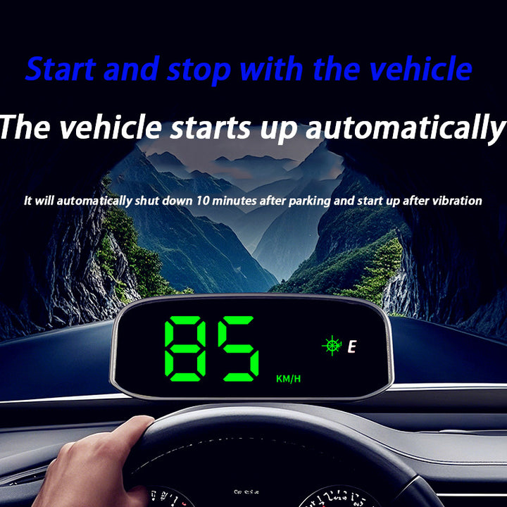 Solar-Powered Windshield Head-Up Display Speedometer With Gps Compass