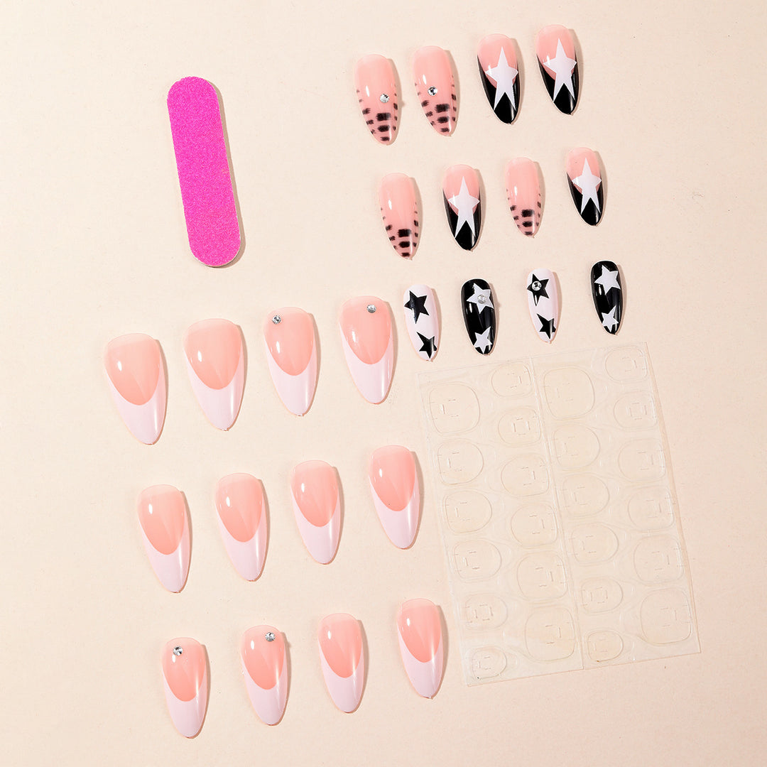 Star-Decorated Stiletto Nail Art Extensions Bowlift