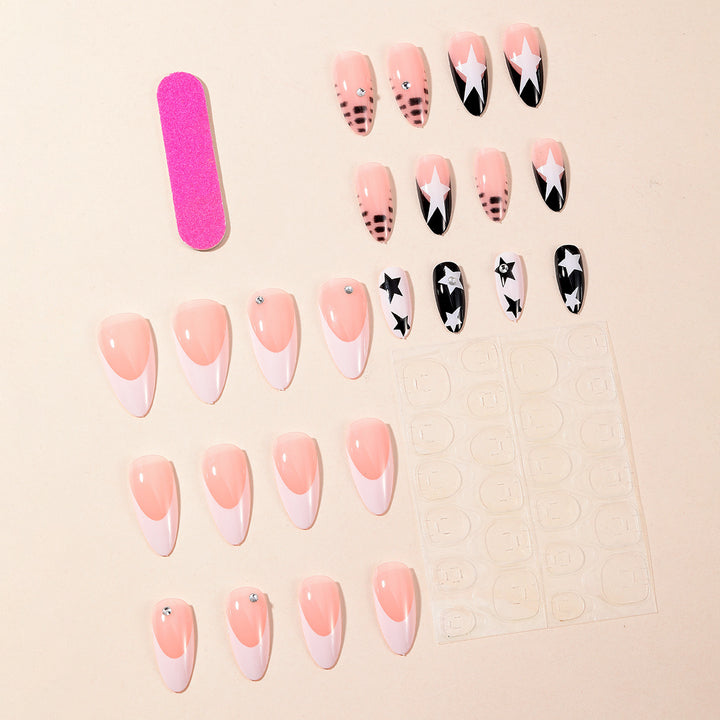 Star-Decorated Stiletto Nail Art Extensions Bowlift