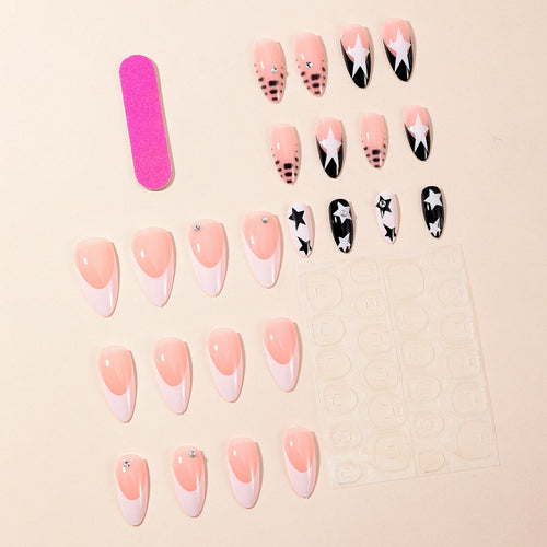 Star-Decorated Stiletto Nail Art Extensions Bowlift