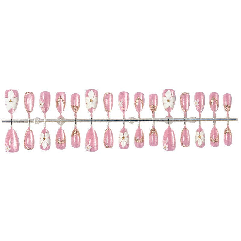 Acrylic nail set with elegant flower and glitter designs Bowlift