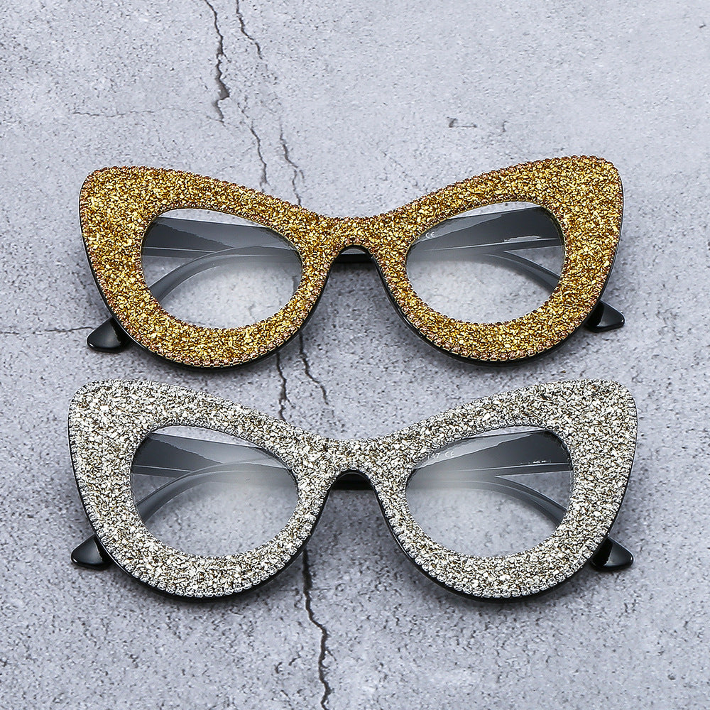 Ladies Glamorous Cat-Eye Sunglasses with Rhinestone Decoration Bowlift