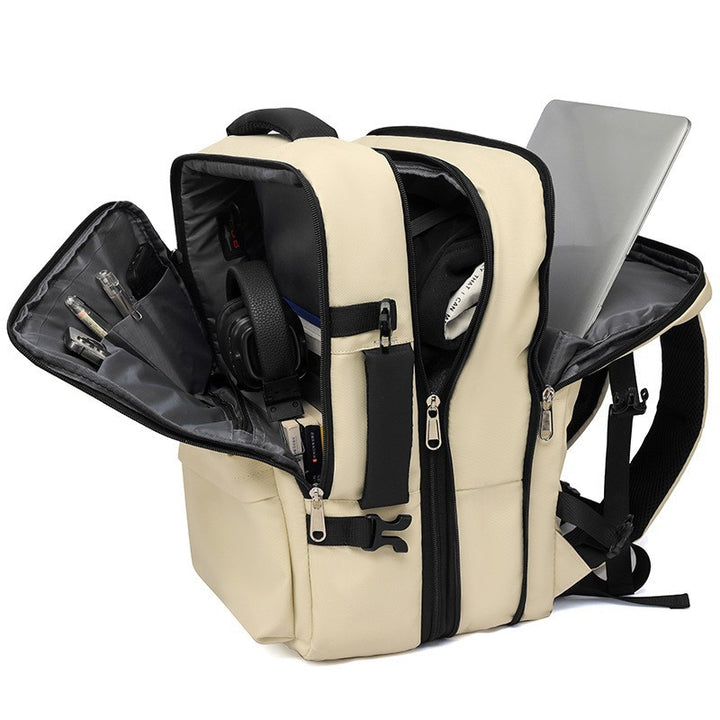 Backpack with 180-degree opening and expandable storage Bowlift