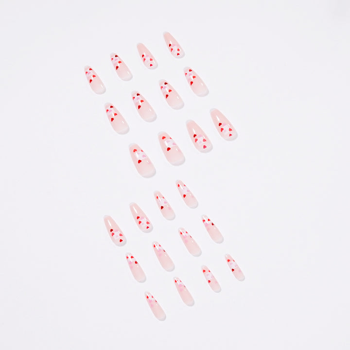 Artistic Nail Extensions with Heart Design Bowlift