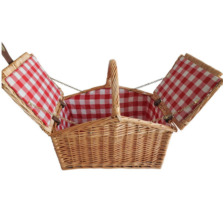 Ladies picnic basket with removable compartments and stylish checkered fabric Bowlift