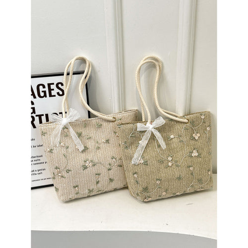WoEmbroidered Straw Tote Bag Bowlift