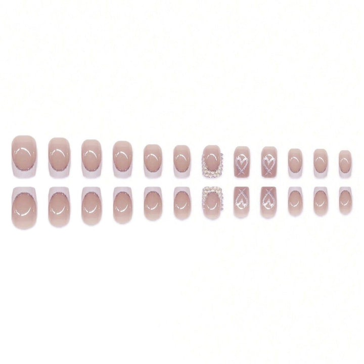 Decorative Rhinestone and Heart Design Press-On Nails Bowlift