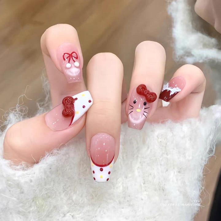 Glamorous artificial nails with playful 3D designs Bowlift