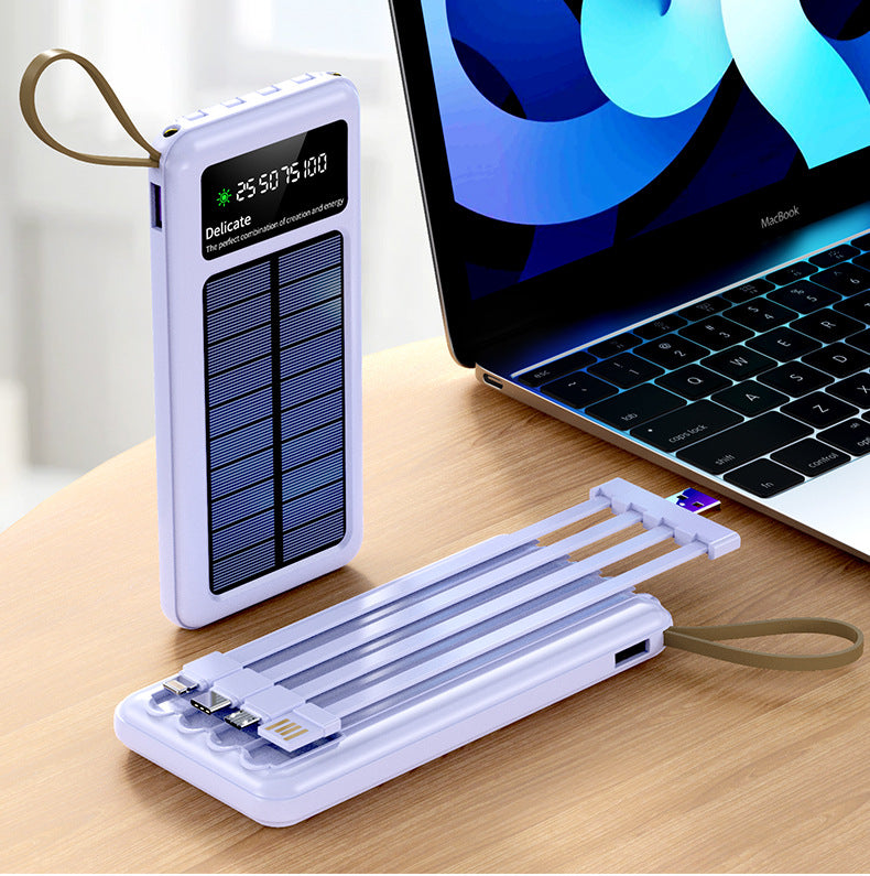 Solar Powerbank with Multifunctional Charging Cables Bowlift