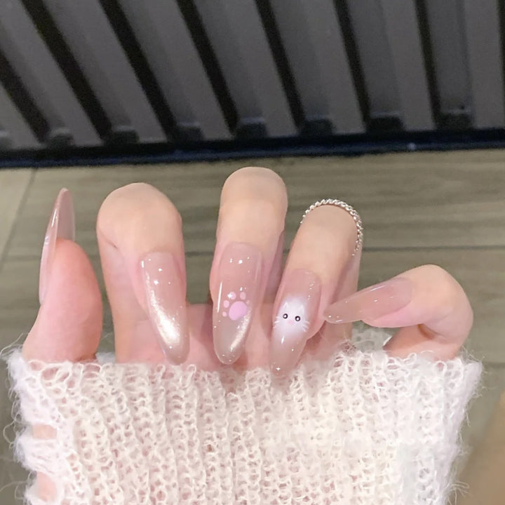 Artificial nails with elegant ombre effect and glitter accents Bowlift